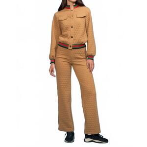NEW OOLALA diamond quilt snap bomber and pant in camel